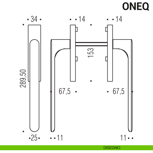 Maniglione per alzante scorrevole One Q Colombo Design accoppiato Mood Collection disegno