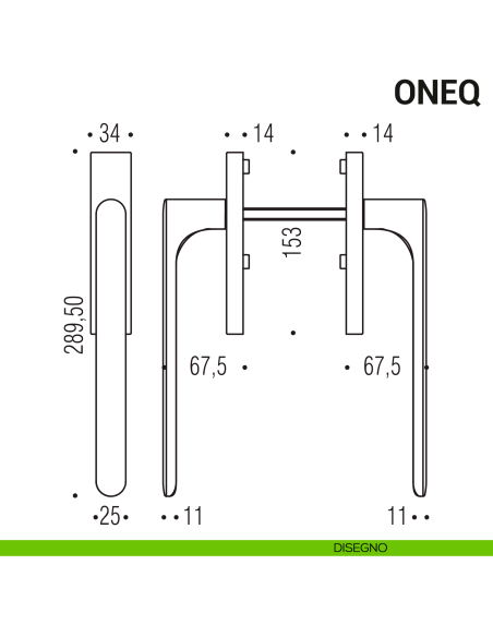 Maniglione per alzante scorrevole One Q Colombo Design accoppiato Mood Collection disegno