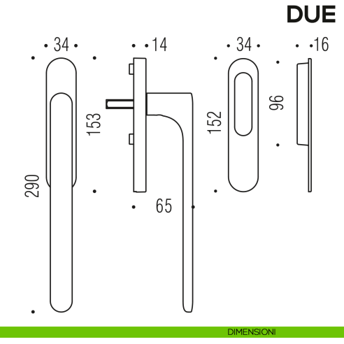 Maniglione per alzante scorrevole Due Colombo Design singolo Mood Collection disegno
