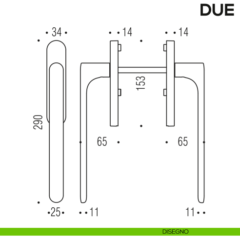 Maniglione per alzante scorrevole Due Colombo Design accoppiato Mood Collection disegno