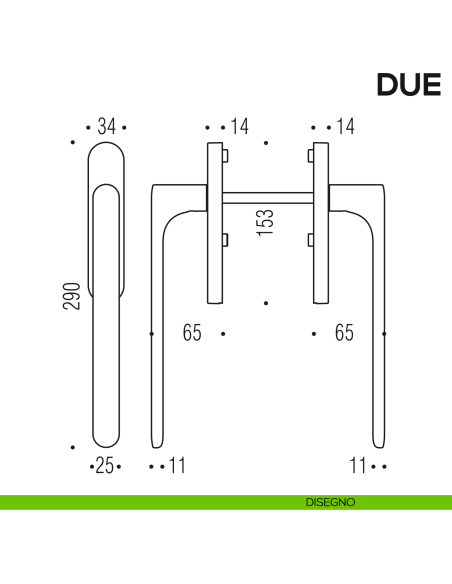 Maniglione per alzante scorrevole Due Colombo Design accoppiato Mood Collection disegno