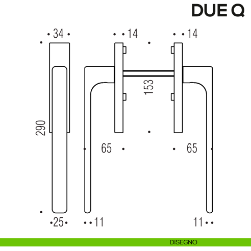 Maniglione per alzante scorrevole Due Q Colombo Design accoppiato Mood Collection disegno