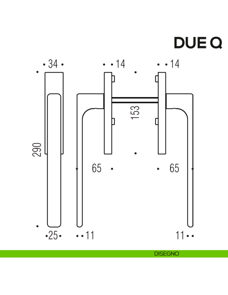 Maniglione per alzante scorrevole Due Q Colombo Design accoppiato Mood Collection disegno