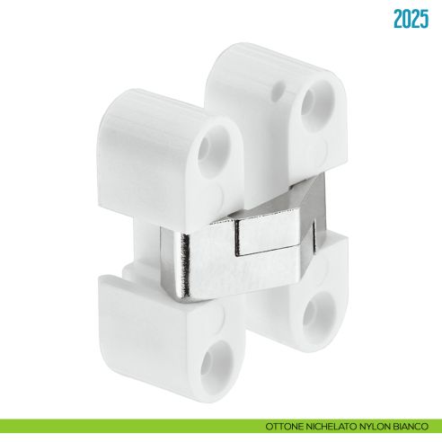 Cerniera a scomparsa per mobile Ceam 2025 - ottone nichelato nylon bianco