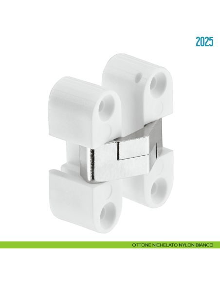 Cerniera a scomparsa per mobile Ceam 2025 - ottone nichelato nylon bianco