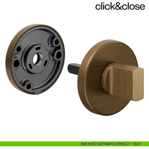 Sistema Click & Close Dnd con chiave magnetica e bocchetta tonda bronzo satinato opaco