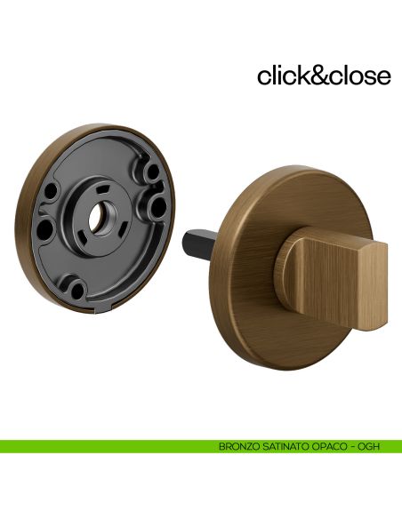 Sistema Click & Close Dnd con chiave magnetica e bocchetta tonda bronzo satinato opaco