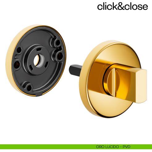 Sistema Click & Close Dnd con chiave magnetica e bocchetta tonda oro lucido