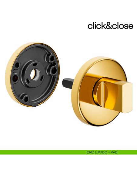 Sistema Click & Close Dnd con chiave magnetica e bocchetta tonda oro lucido