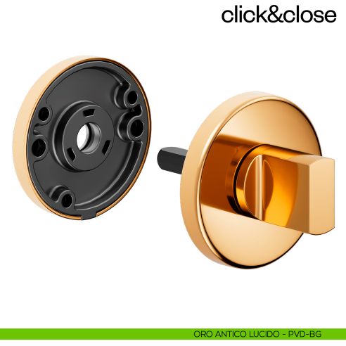 Sistema Click & Close Dnd con chiave magnetica e bocchetta tonda oro antico lucido