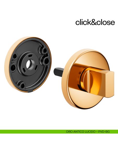 Sistema Click & Close Dnd con chiave magnetica e bocchetta tonda oro antico lucido
