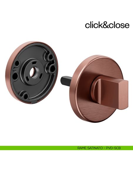 Sistema Click & Close Dnd con chiave magnetica e bocchetta tonda rame satinato