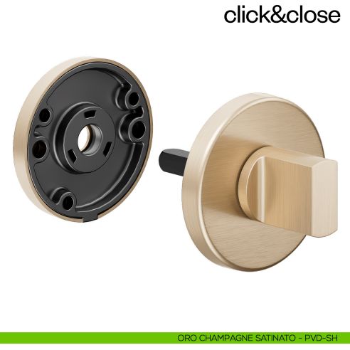 Sistema Click & Close Dnd con chiave magnetica e bocchetta tonda oro champagne satinato