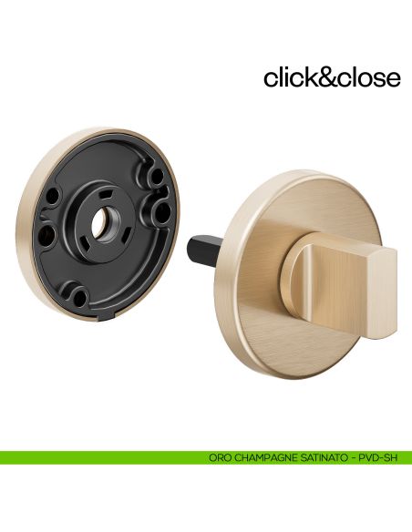 Sistema Click & Close Dnd con chiave magnetica e bocchetta tonda oro champagne satinato