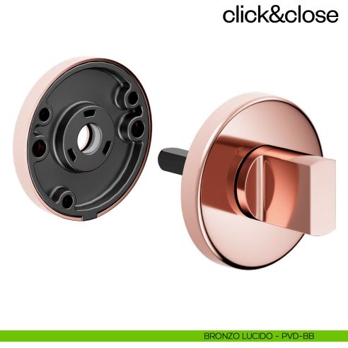 Sistema Click & Close Dnd con chiave magnetica e bocchetta tonda bronzo lucido