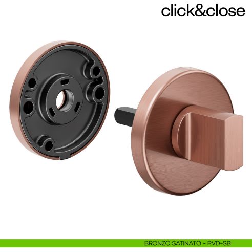Sistema Click & Close Dnd con chiave magnetica e bocchetta tonda bronzo satinato