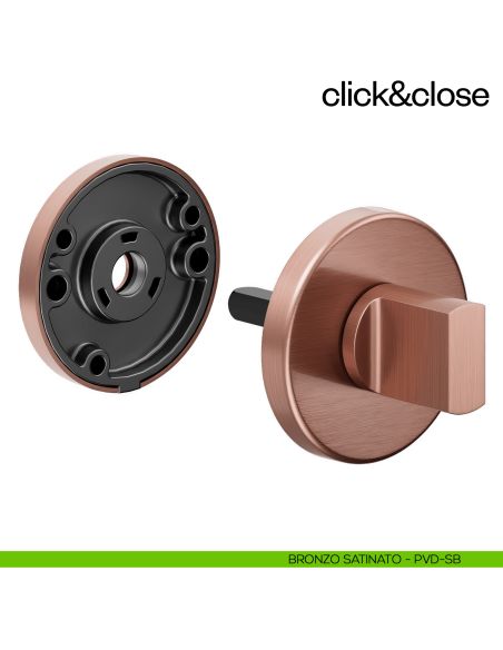 Sistema Click & Close Dnd con chiave magnetica e bocchetta tonda bronzo satinato