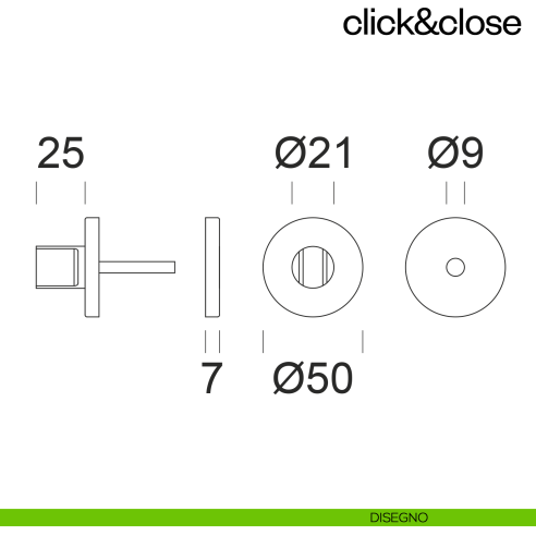 Sistema Click & Close Dnd con chiave magnetica e bocchetta tonda disegno