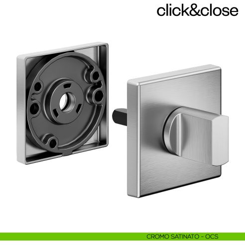 Sistema Click & Close Dnd con chiave magnetica e bocchetta quadra cromo satinato