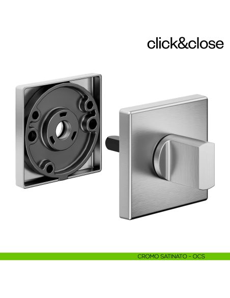Sistema Click & Close Dnd con chiave magnetica e bocchetta quadra cromo satinato