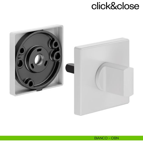 Sistema Click & Close Dnd con chiave magnetica e bocchetta quadra bianco