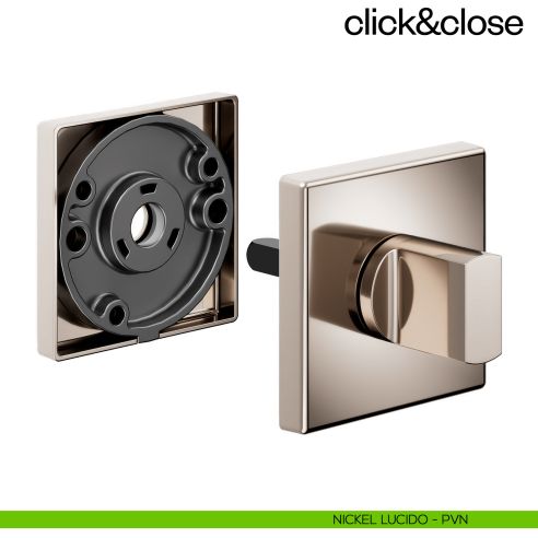 Sistema Click & Close Dnd con chiave magnetica e bocchetta quadra nickel lucido