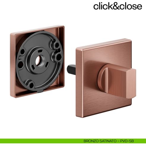 Sistema Click & Close Dnd con chiave magnetica e bocchetta quadra bronzo satinato