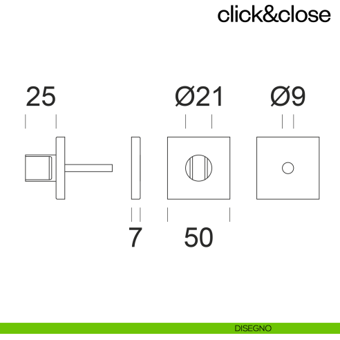 Sistema Click & Close Dnd con chiave magnetica e bocchetta quadra disegno