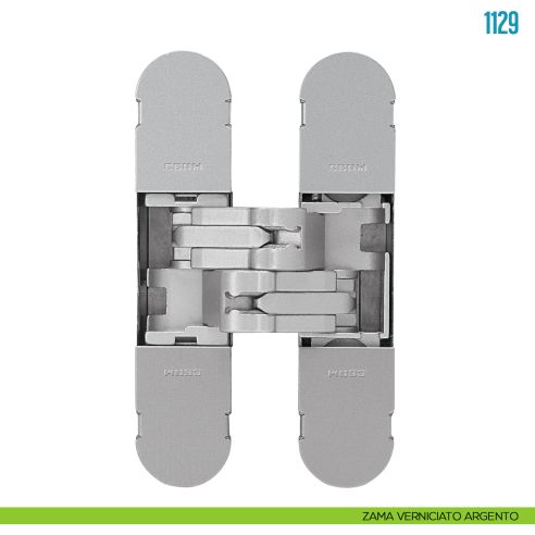 Cerniera invisibile regolabile per porta Ceam 1129 - zama verniciato argento