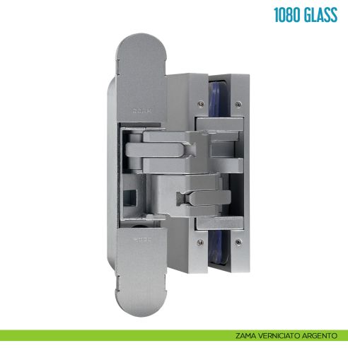 Cerniera a scomparsa per porta in vetro Ceam 1080 Glass - zama verniciato argento