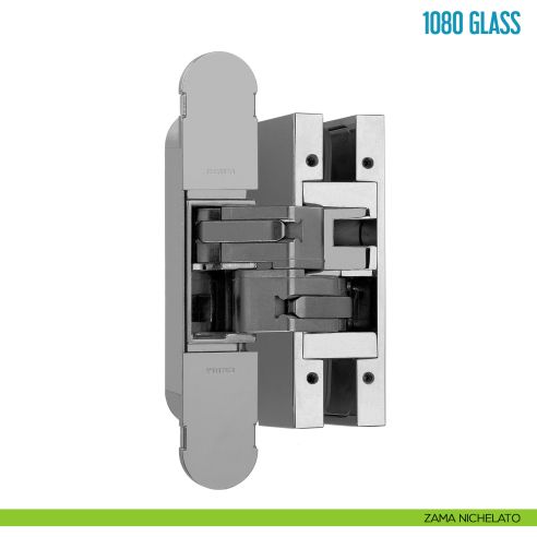 Cerniera a scomparsa per porta in vetro Ceam 1080 Glass - zama nichelato