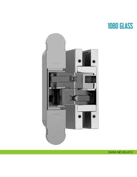 Cerniera a scomparsa per porta in vetro Ceam 1080 Glass - zama nichelato