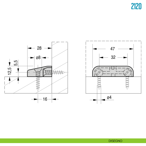 Giunzione per mobile in nylon Ceam 2120 - disegno