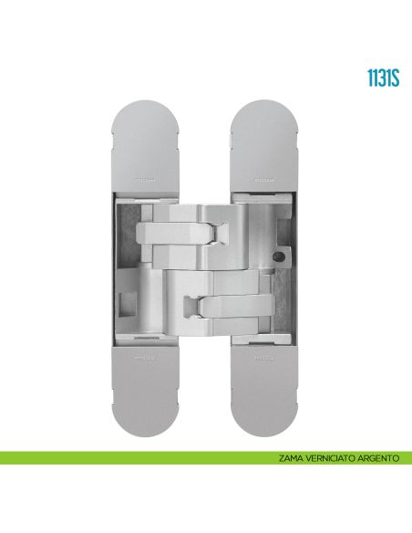 Cerniera invisibile regolabile per porte pesanti Ceam 1131S - zama verniciato argento