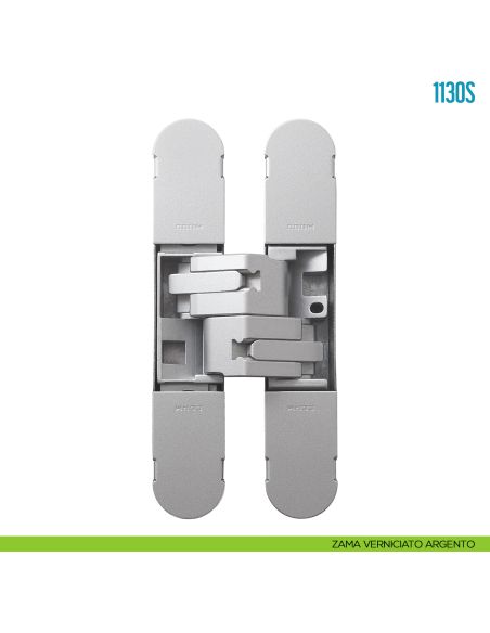 Cerniera invisibile regolabile per porta Ceam 1130S - zama verniciato argento