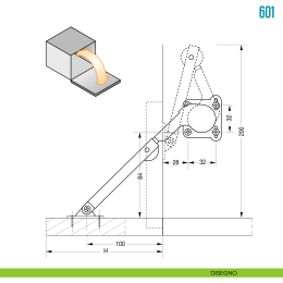 Snodo frenante per anta a ribalta verso il basso Ceam 601 2