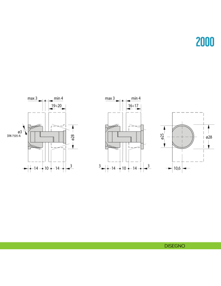 Cerniera a scomparsa per tavolo Ceam 2000 - disegno