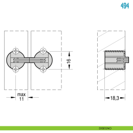 Cerniera cilindrica a scomparsa diametro 16 mm per mobile Ceam 494 2