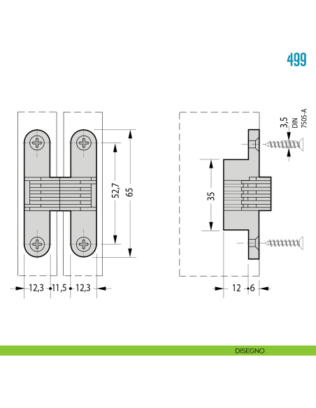 Cerniera a scomparsa per mobile Ceam 499 - disegno
