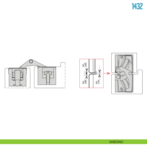 Cerniera a scomparsa regolabile per porte pesanti Ceam 1432 - disegno