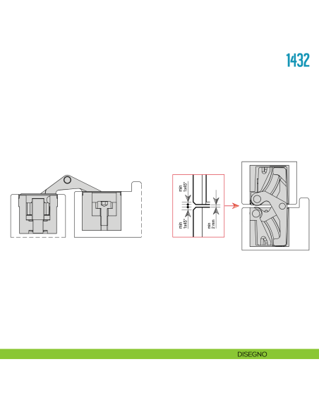 Cerniera a scomparsa regolabile per porte pesanti Ceam 1432 - disegno