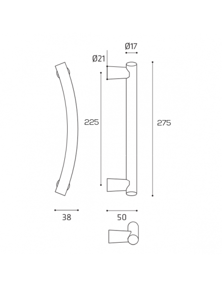 Maniglione per porta Sabbia Comit singolo 275 mm disegno