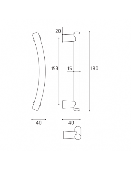 Maniglione per porta Piccolo Comit singolo disegno