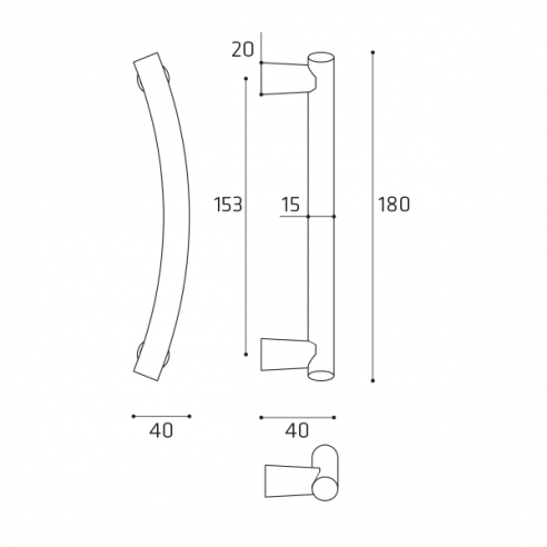 Maniglione per porta Piccolo Comit accoppiato disegno