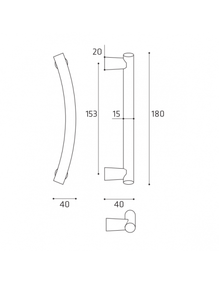 Maniglione per porta Piccolo Comit accoppiato disegno