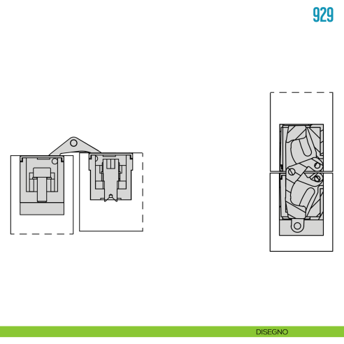 Cerniera invisibile bianca regolabile per mobile Ceam 929 - disegno