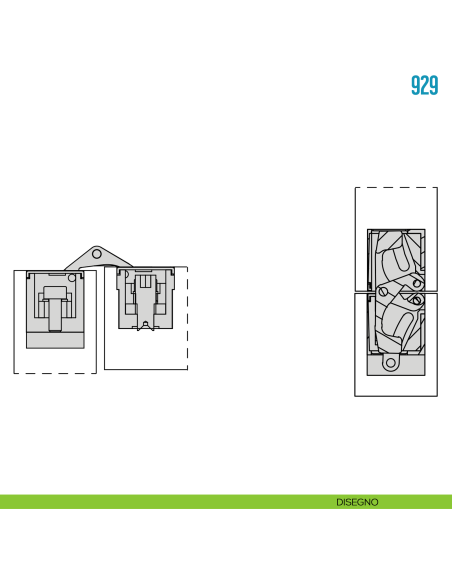 Cerniera invisibile nichelata regolabile per mobile Ceam 929 - disegno