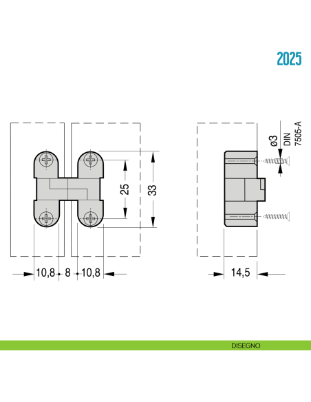 Cerniera a scomparsa per mobile Ceam 828 - disegno
