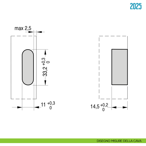 Cerniera a scomparsa per mobile Ceam 828 - disegno misure della cava