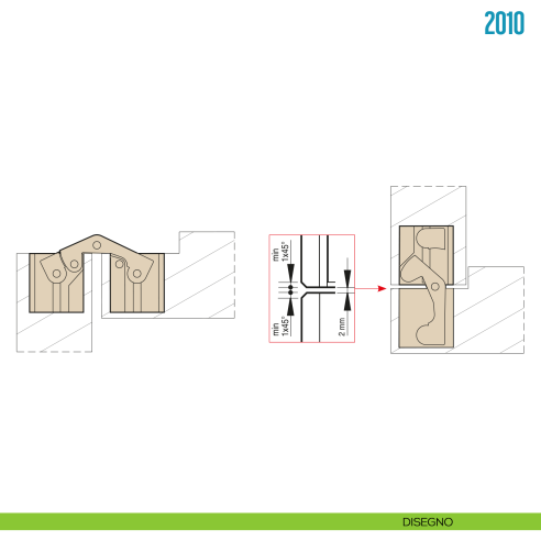 Cerniera a scomparsa in acciaio inox per porta Ceam 2010 - disegno